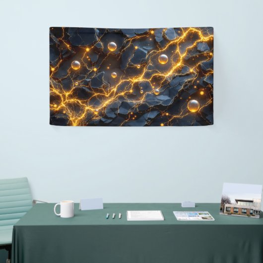 Elektrische energie Abstract met Golden Lightning Spandoek (Beurs)