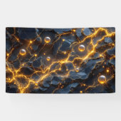 Elektrische energie Abstract met Golden Lightning Spandoek (Horizontaal)