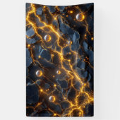 Elektrische energie Abstract met Golden Lightning Spandoek (Verticaal)