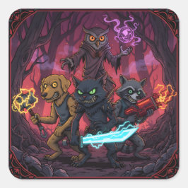 Elektrische Fantasie Dier Krijger Kunst Vierkante Sticker