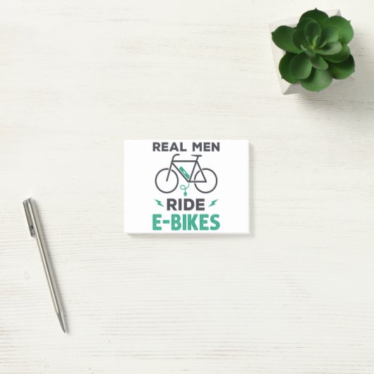 Elektrische fiets van Mannen met E-Bikes Post-it® Notes (Kantoor)