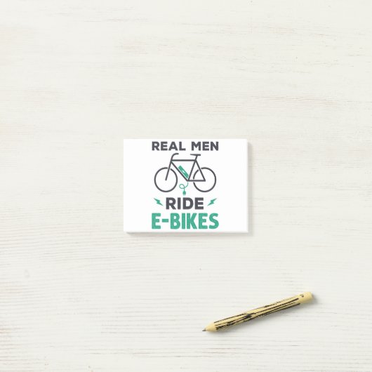 Elektrische fiets van Mannen met E-Bikes Post-it® Notes (Op bureau)