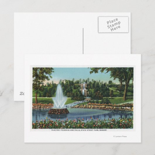 Elektrische fontein en Herfsten Briefkaart (Voorkant / Achterkant)