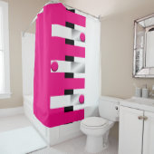 Elektrische Fuchsia Pulse: Vet geometrisch Douchegordijn (In situ)