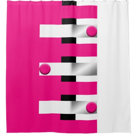 Elektrische Fuchsia Pulse: Vet geometrisch Douchegordijn (Voorkant)