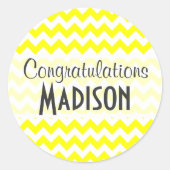 Elektrische gele Chevron Ronde Sticker (Voorkant)