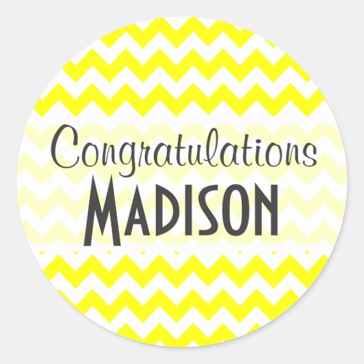Elektrische gele Chevron Ronde Sticker (Voorkant)