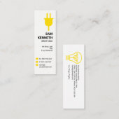 Elektrische gele stroomstekker Buttonnen Mini Visitekaartje (Voorkant / Achterkant)