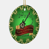 Elektrische gitaar 02-Musical Scroll-Merry Kerst~ Keramisch Ornament (Rechts)