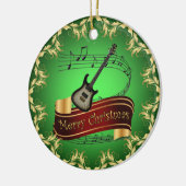 Elektrische gitaar 02-Musical Scroll-Merry Kerst~ Keramisch Ornament (Links)