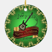 Elektrische gitaar 02-Musical Scroll-Merry Kerst~ Keramisch Ornament (Achterkant)