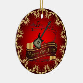 Elektrische gitaar 02-Musical Scroll-Merry Kerst~ Keramisch Ornament (Rechts)