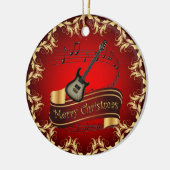Elektrische gitaar 02-Musical Scroll-Merry Kerst~ Keramisch Ornament (Links)