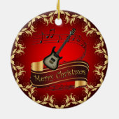 Elektrische gitaar 02-Musical Scroll-Merry Kerst~ Keramisch Ornament (Achterkant)