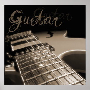 Elektrische gitaar 2 - Bruin Poster