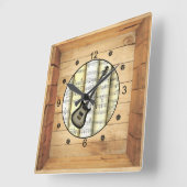 Elektrische gitaar ~ 3 Dimensional ~ Folk Art Box  Vierkante Klok (Hoek)