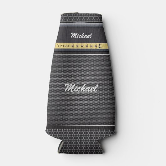 Elektrische Gitaar Amp Muziek Thema Verjaardag Naa Flesjeskoeler (Voorkant)