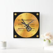 Elektrische gitaar ~ Blad-muziek ~ Gold Record ~ Vierkante Klok (Huis)