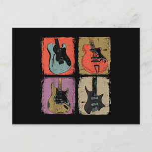 Elektrische Gitaar Collectie Band Gitarist Vintage Briefkaart
