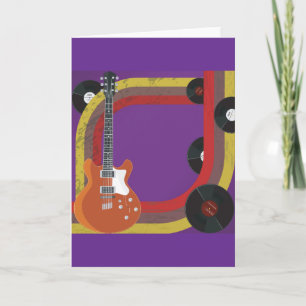 Elektrische gitaar en vinylplaten Vintage muziek Kaart
