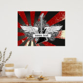 Elektrische gitaar en zwarte witte rode posters me (Keuken)