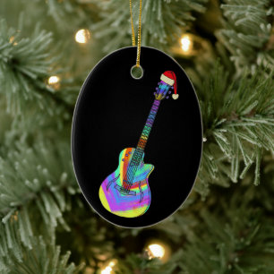 Elektrische gitaar Festive Psychedelic Funny Santa Keramisch Ornament