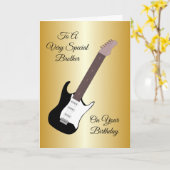 Elektrische Gitaar Gepersonaliseerde Broer Verjaar Kaart (Gele Bloem)