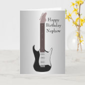 Elektrische gitaar gepersonaliseerde neef verjaard kaart (Gele Bloem)