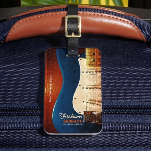 Elektrische Gitaar Grunge Aangepaste Tekst Bagagelabel (Voorkant Insitu 2)