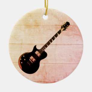 Elektrische gitaar & houten Pop Art Keramisch Ornament
