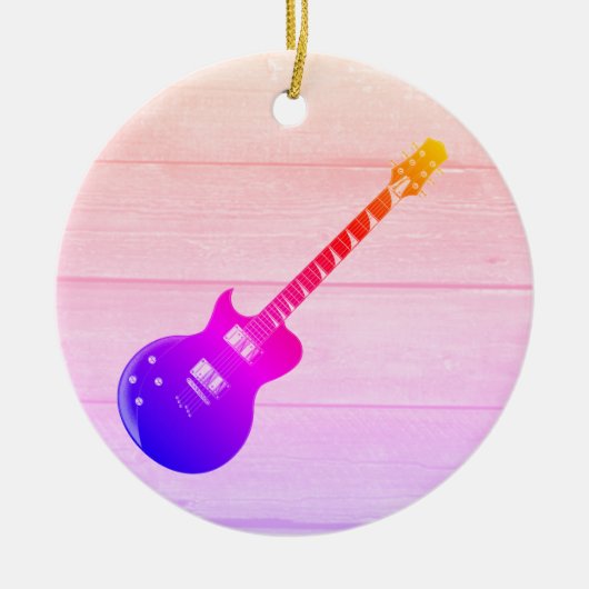 Elektrische gitaar & houten Pop Art Keramisch Ornament (Voorkant)