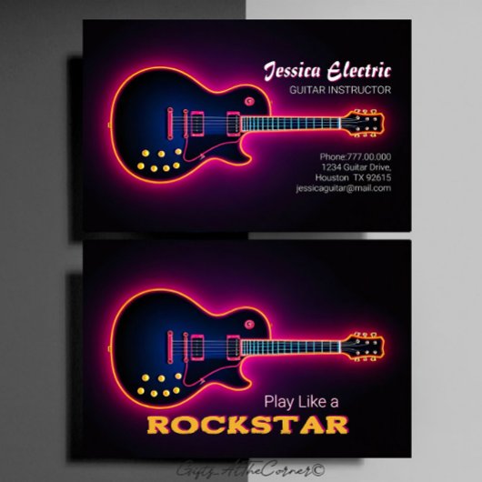 Elektrische gitaar instructeur visitekaartje