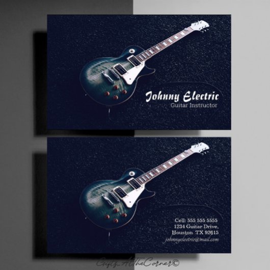 Elektrische gitaar instructeur visitekaartje