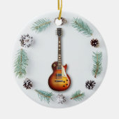 Elektrische Gitaar Kerst Krans Pine Cone Custom Keramisch Ornament (Voorkant)