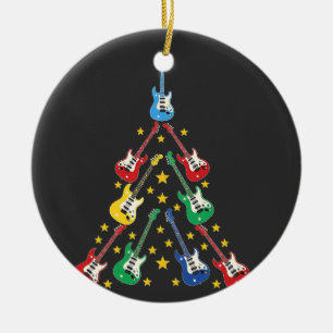 Elektrische Gitaar Kerstboom Muziek Liefhebbers   Keramisch Ornament