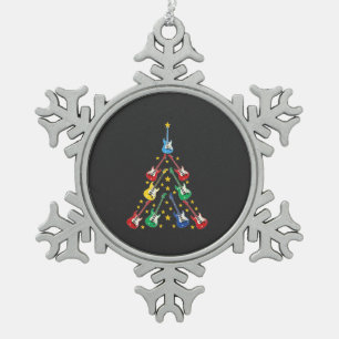 Elektrische Gitaar Kerstboom Muziek Liefhebbers   Tin Sneeuwvlok Ornament