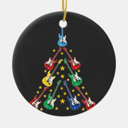Elektrische gitaar kerstboom muziekliefhebbers keramisch ornament (Voorkant)
