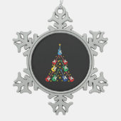 Elektrische gitaar kerstboom muziekliefhebbers tin sneeuwvlok ornament (Voorkant)