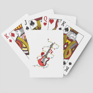 Elektrische Gitaar Kerstman Muziek Kerst Liefhebbe Pokerkaarten