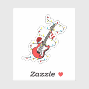 Elektrische Gitaar Kerstman Muziek Kerstliefhebber Sticker