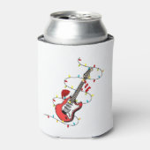 Elektrische Gitaar Kerstman Muziek Kerstman Blikjeskoeler (Blikje Voorkant)