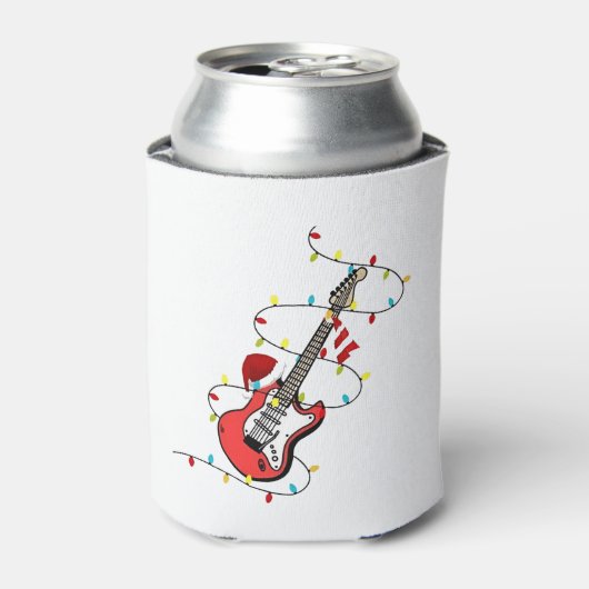 Elektrische Gitaar Kerstman Muziek Kerstman Blikjeskoeler (Blikje Voorkant)