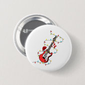 Elektrische Gitaar Kerstman Muziek Kerstman Ronde Button 5,7 Cm (Voorkant /achterkant)
