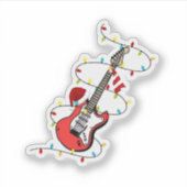 Elektrische Gitaar Kerstman Muziek Kerstman Sticker (Voorkant)