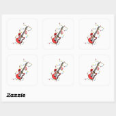 Elektrische Gitaar Kerstman Muziek Kerstman Vierkante Sticker (Vel)