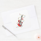 Elektrische Gitaar Kerstman Muziek Kerstman Vierkante Sticker (Envelop)