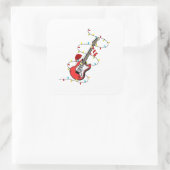 Elektrische Gitaar Kerstman Muziek Kerstman Vierkante Sticker (Tas)