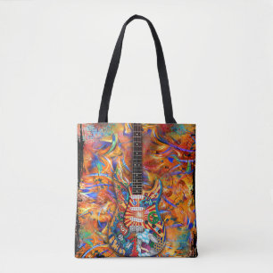 Elektrische gitaar, kleurrijke gitaar, rockmuziek tote bag