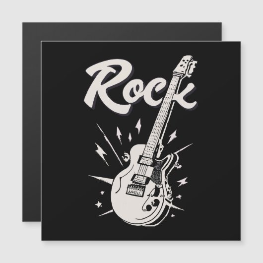 Elektrische gitaar met rock woord (Voorkant / Achterkant)