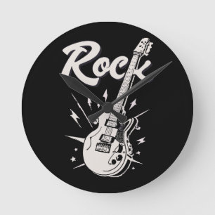 Elektrische gitaar met rock woord ronde klok